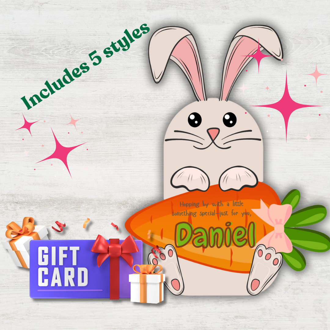 Carte-cadeau ou porte-monnaie lapin de Pâques - Téléchargement numérique instantané modifiable comprenant 5 styles