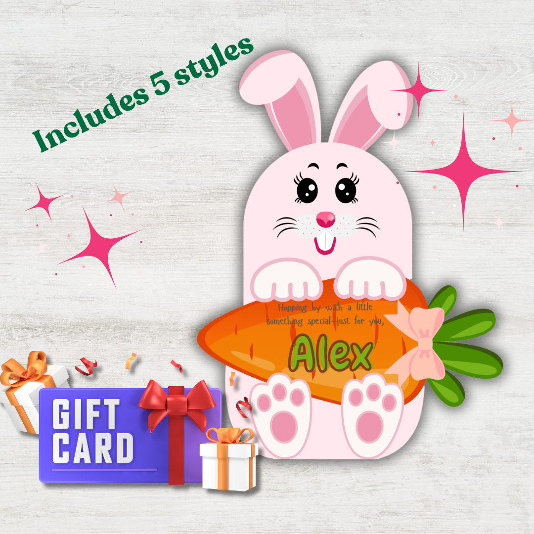 Carte-cadeau ou porte-monnaie lapin de Pâques - Téléchargement numérique instantané modifiable comprenant 5 styles