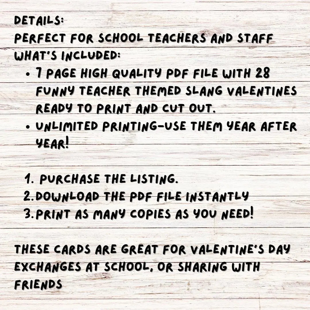 Teachers Funny Slang 28 Valentine’s Day cards, Tween, Boys Girls Valentine’s Day Gift. Printable PDF Skibidi, Rizz, Funny. Perfect For School