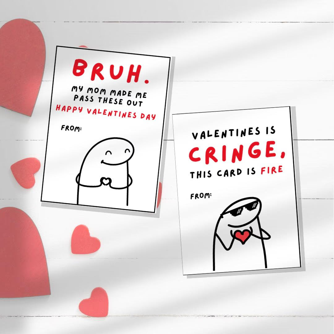 Kids Funny Slang 16 Valentine’s Day Cards, Tween, School Boys Girls Valentine’s Day Gift. Printable PDF Skibidi, Rizz, Funny. Perfect For School