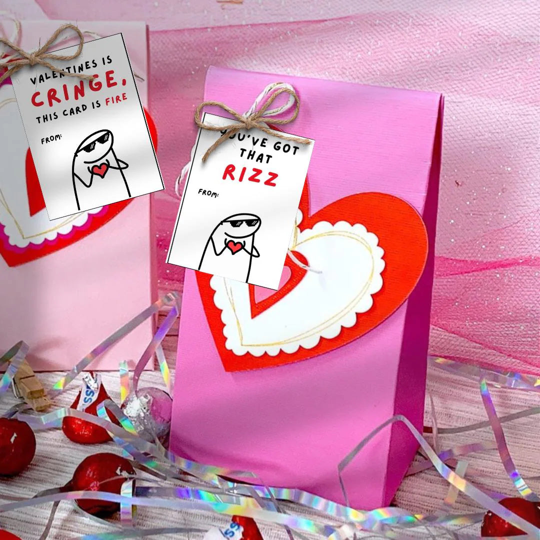 Kids Funny Slang 16 Valentine’s Day Cards, Tween, School Boys Girls Valentine’s Day Gift. Printable PDF Skibidi, Rizz, Funny. Perfect For School