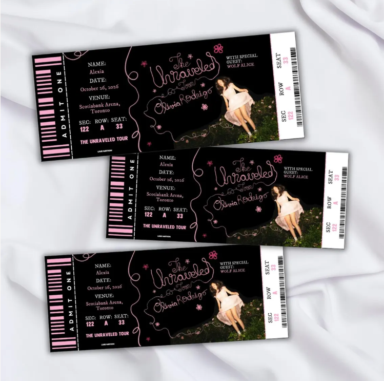 Editable Unraveled Tour Souvenir ticket, 3 pcs Olivia Pop singer themed Gift, Printable Girls Boys gift PDF, Instant download Surprise