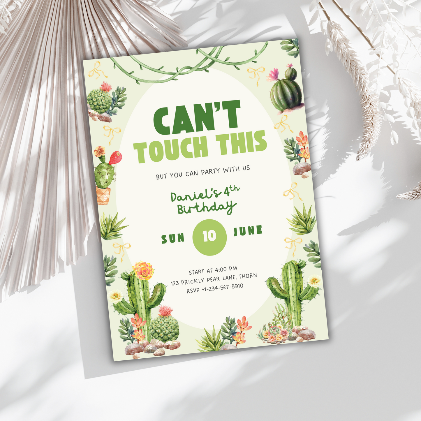 Cactus Theme Birthday Party Invitation Succulent Theme Invites Desert Chic