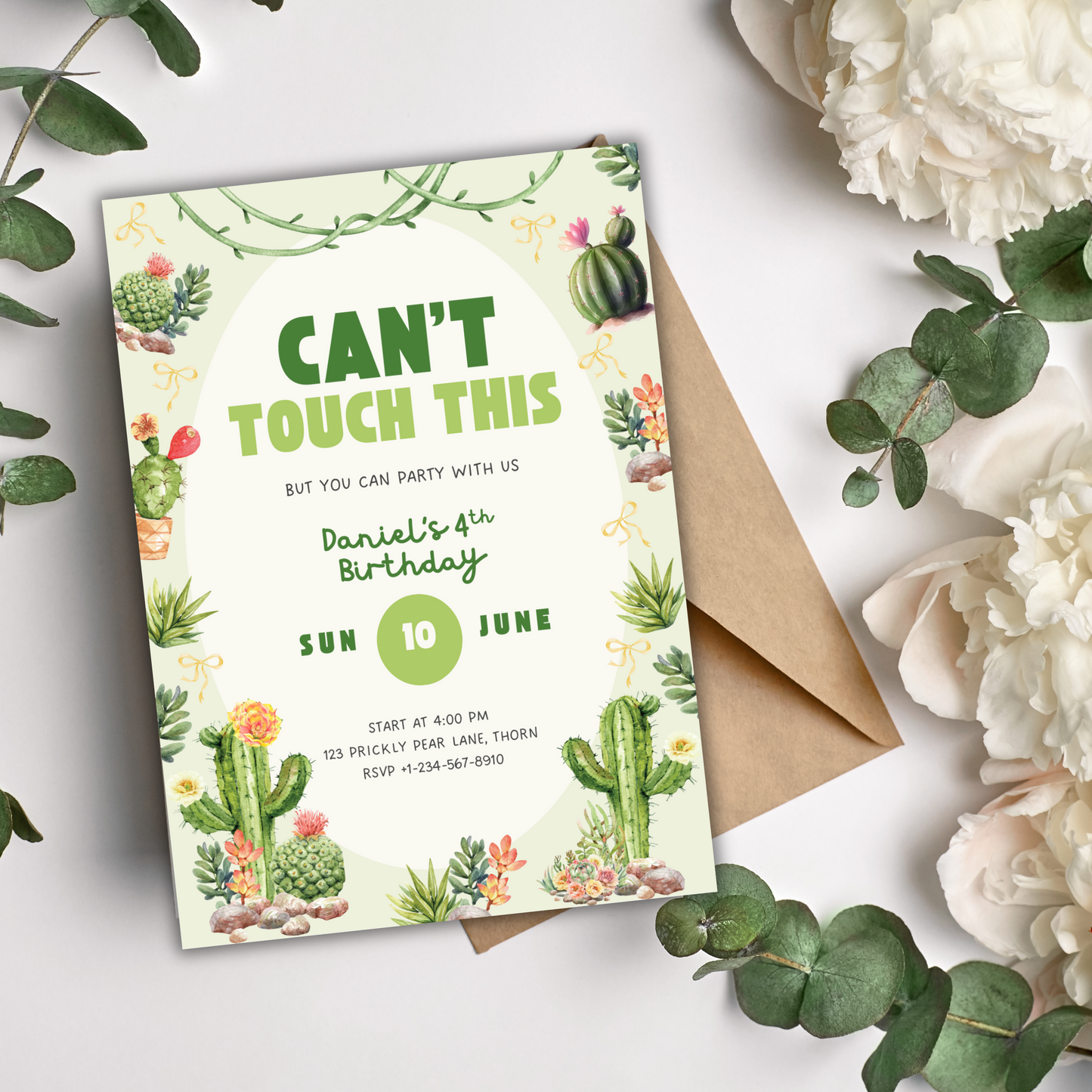Cactus Theme Birthday Party Invitation Succulent Theme Invites Desert Chic