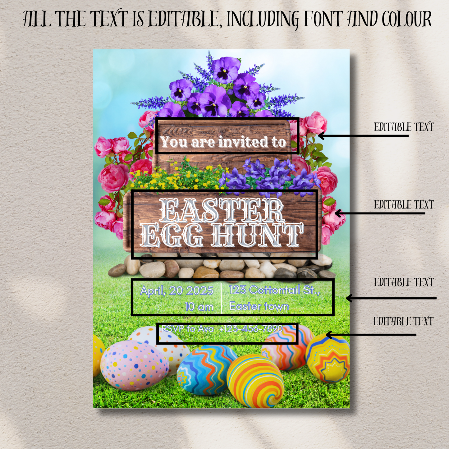 Customizable Easter Egg Hunt Invitations | Editable Digital Download for Lunch, Brunch, & Dinner | Printable β Personalized Ready to Use!