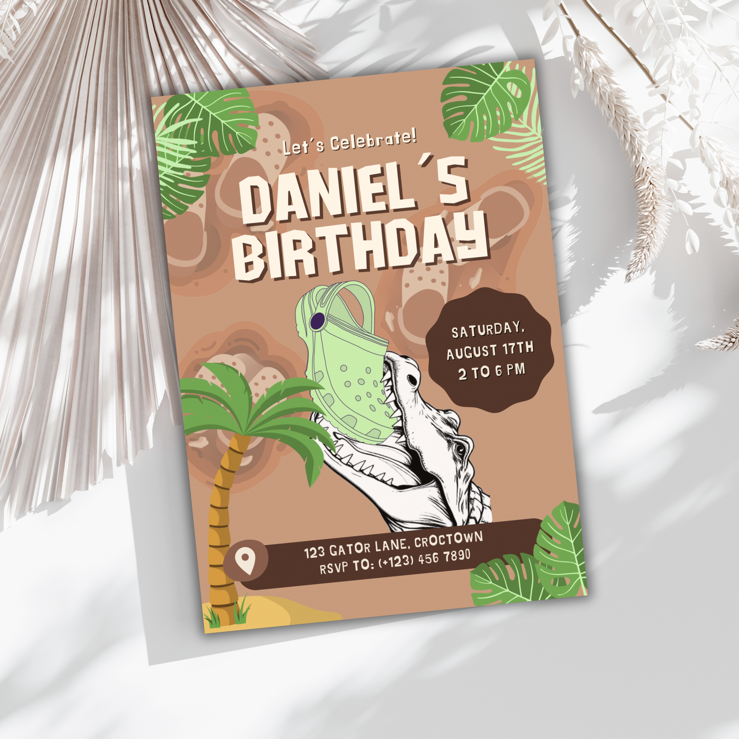 Editable Croc Birthday Party Invitation Canva Template Personalized Digital Download