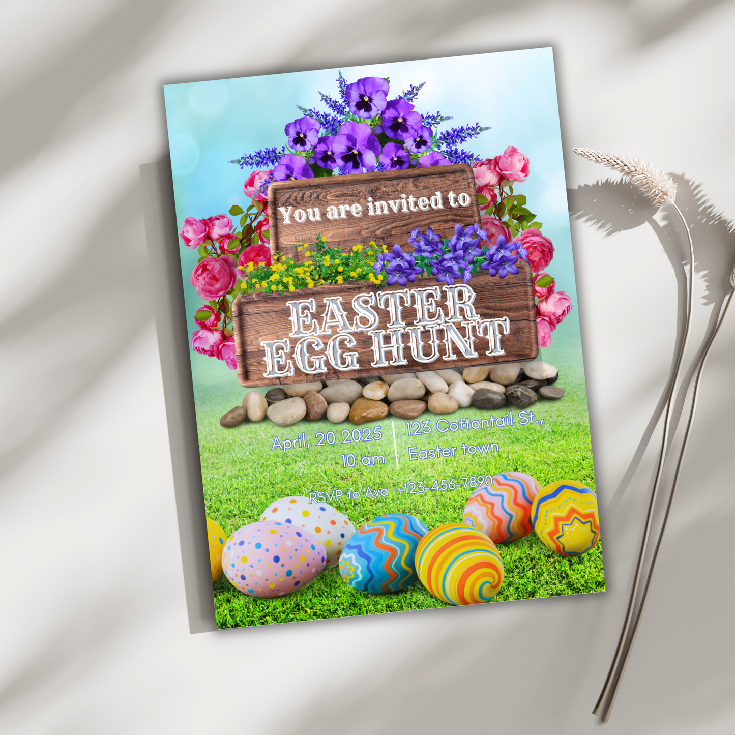 Customizable Easter Egg Hunt Invitations | Editable Digital Download for Lunch, Brunch, & Dinner | Printable β Personalized Ready to Use!