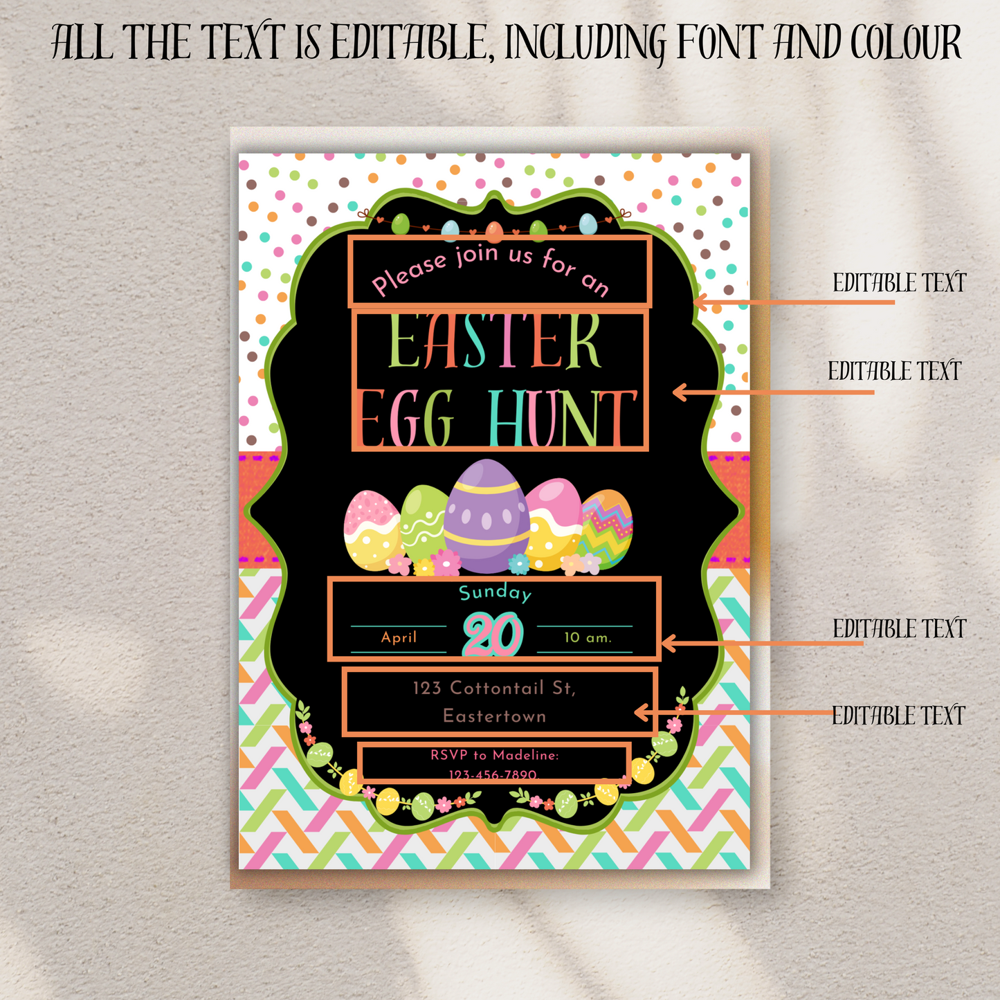 Easter Egg Hunt & Brunch Lunch Invitations | Editable Digital Download | Customizable Canva Templates for Lunch, Dinner & More!