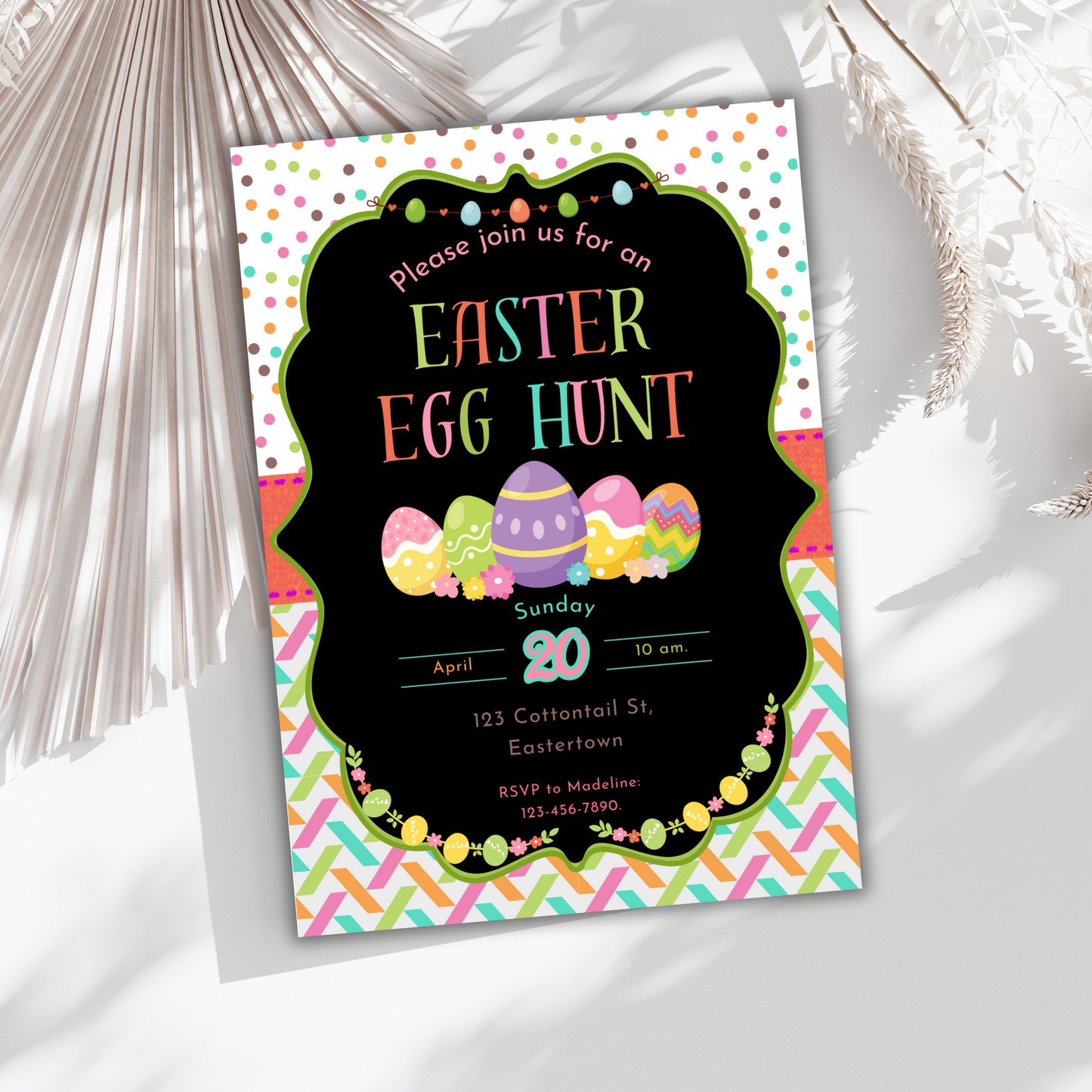 Easter Egg Hunt & Brunch Lunch Invitations | Editable Digital Download | Customizable Canva Templates for Lunch, Dinner & More!