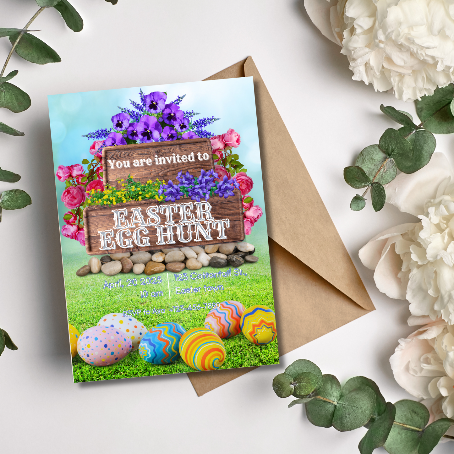 Customizable Easter Egg Hunt Invitations | Editable Digital Download for Lunch, Brunch, & Dinner | Printable β Personalized Ready to Use!