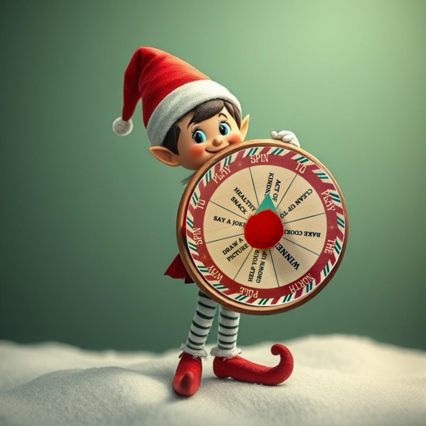 Printable Prop for Christmas ELF ideas, Spin Wheel Picker Spinner ideas Toy mini Games Digital Print Miniature games Dolls dollhouses