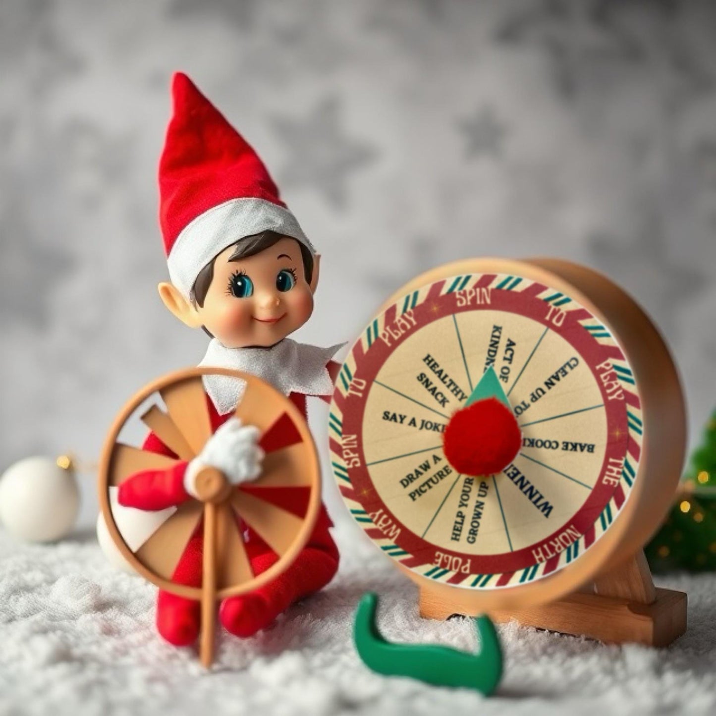 Printable Prop for Christmas ELF ideas, Spin Wheel Picker Spinner ideas Toy mini Games Digital Print Miniature games Dolls dollhouses