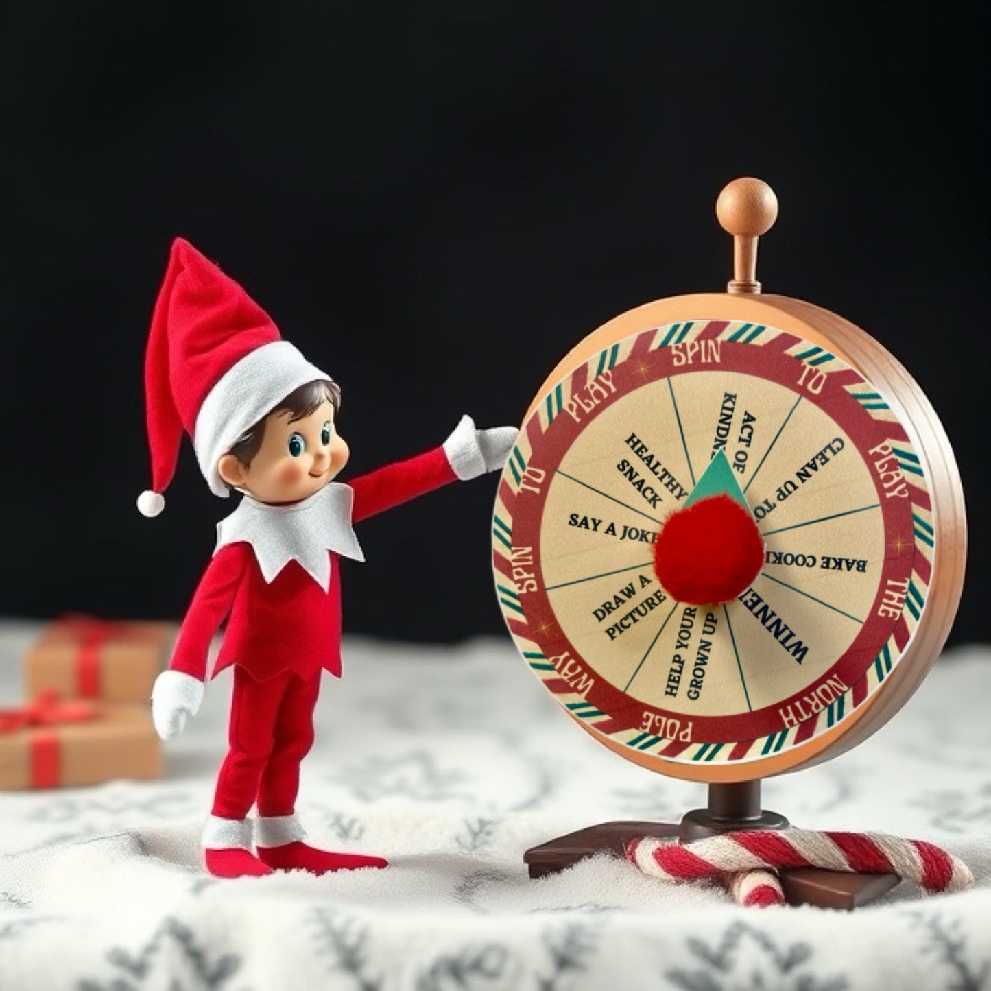 Printable Prop for Christmas ELF ideas, Spin Wheel Picker Spinner ideas Toy mini Games Digital Print Miniature games Dolls dollhouses