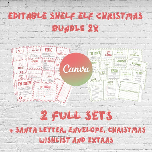 30+ Value set Elf Customizable letters, Christmas bundle, kids activities, Santa letter Wish list + Extras. Elf Set, editable, minimalist