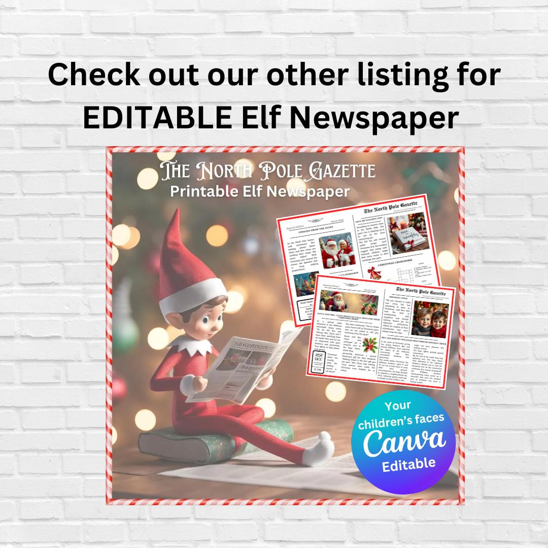Holiday Magical Elf Newspaper, Miniature Prop, Digital Download File Printable