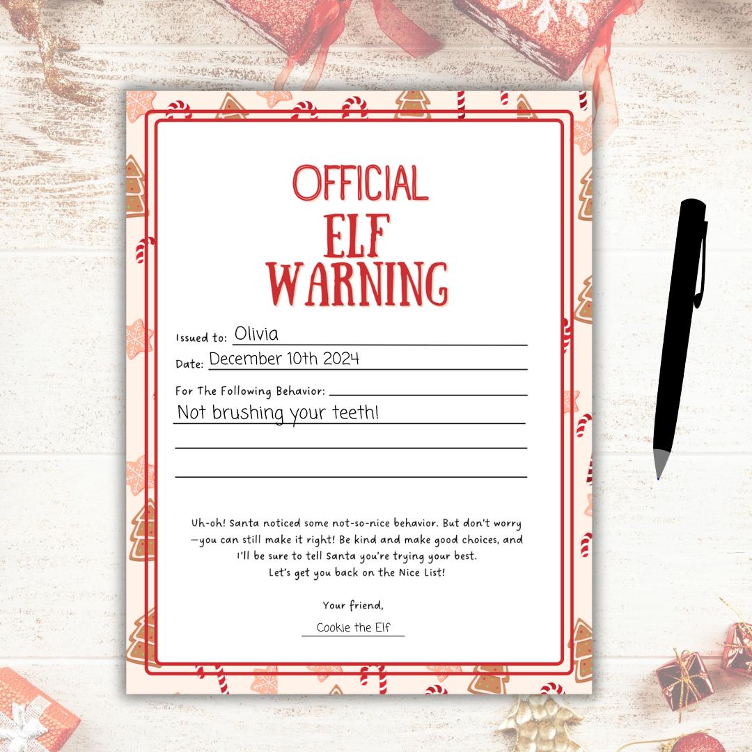 Elf WARNING/APPRECIATION Letters, behaviour letter for children, Holiday, Christmas printable PDF, Santa Naughty Nice list, Minimalist Beige