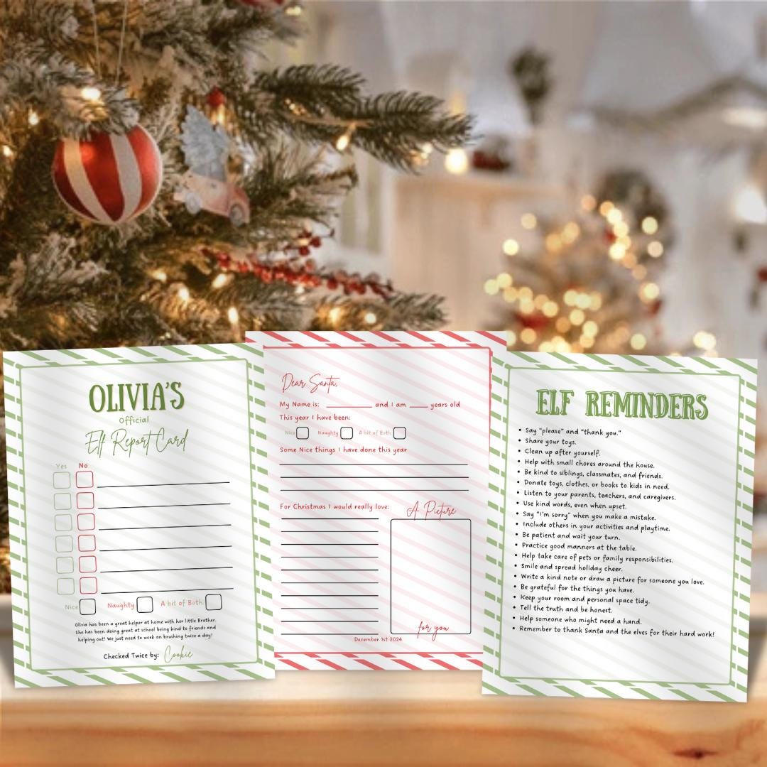 30+ Value set Elf Customizable letters, Christmas bundle, kids activities, Santa letter Wish list + Extras. Elf Set, editable, minimalist