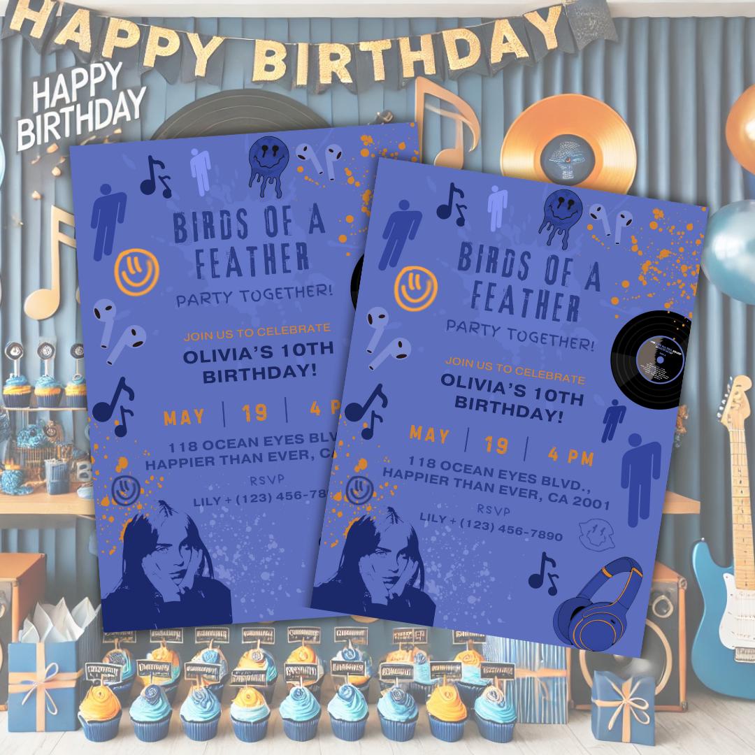 Blue Hair Color Themed Birthday Invitation, Fan Made Inspired by Music Artists, Kids Teens Adults Birthday Invite, Canva Editable