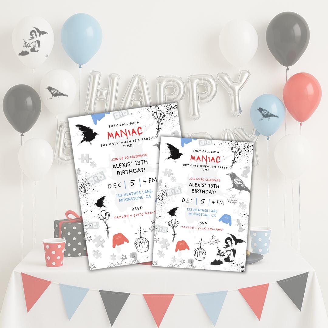 Custom Conan Gray Music Invitation, Kids Teen Party Decor, Maniac Song Pop star Printable, Canva Editable, Personalized Gift PDF