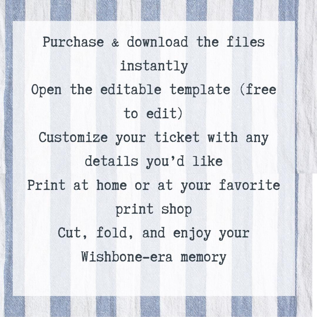 Editable Wishbone Souvenir ticket, 3 pcs Conan Pop singer themed Gift, Printable Girls Boys gift PDF, Instant download Surprise Tour