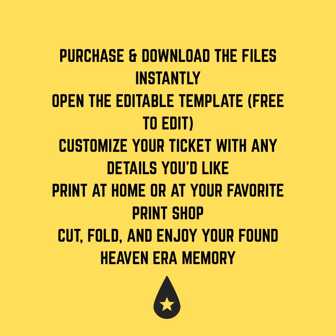 Editable Found Heaven Souvenir ticket, 3 pcs Conan Pop singer themed Gift, Printable Girls Boys gift PDF, Instant download Surprise Tour