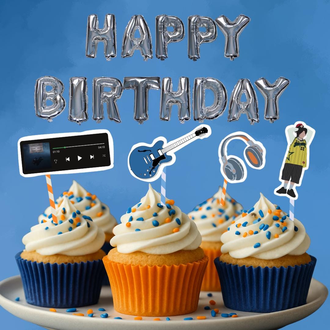 HMHAS Billie Cupcake treat toppers, Pop star themed cake decoration, Blue singer party decals, kids teens adults birthday decor, cake decor
