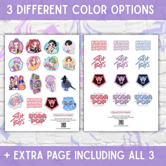 17 pcs K-pop Demon Cupcake toppers, Kids Party decor, Instant Download and print, HUNTRIX SAJA BOYS Fan Craft, Pdf