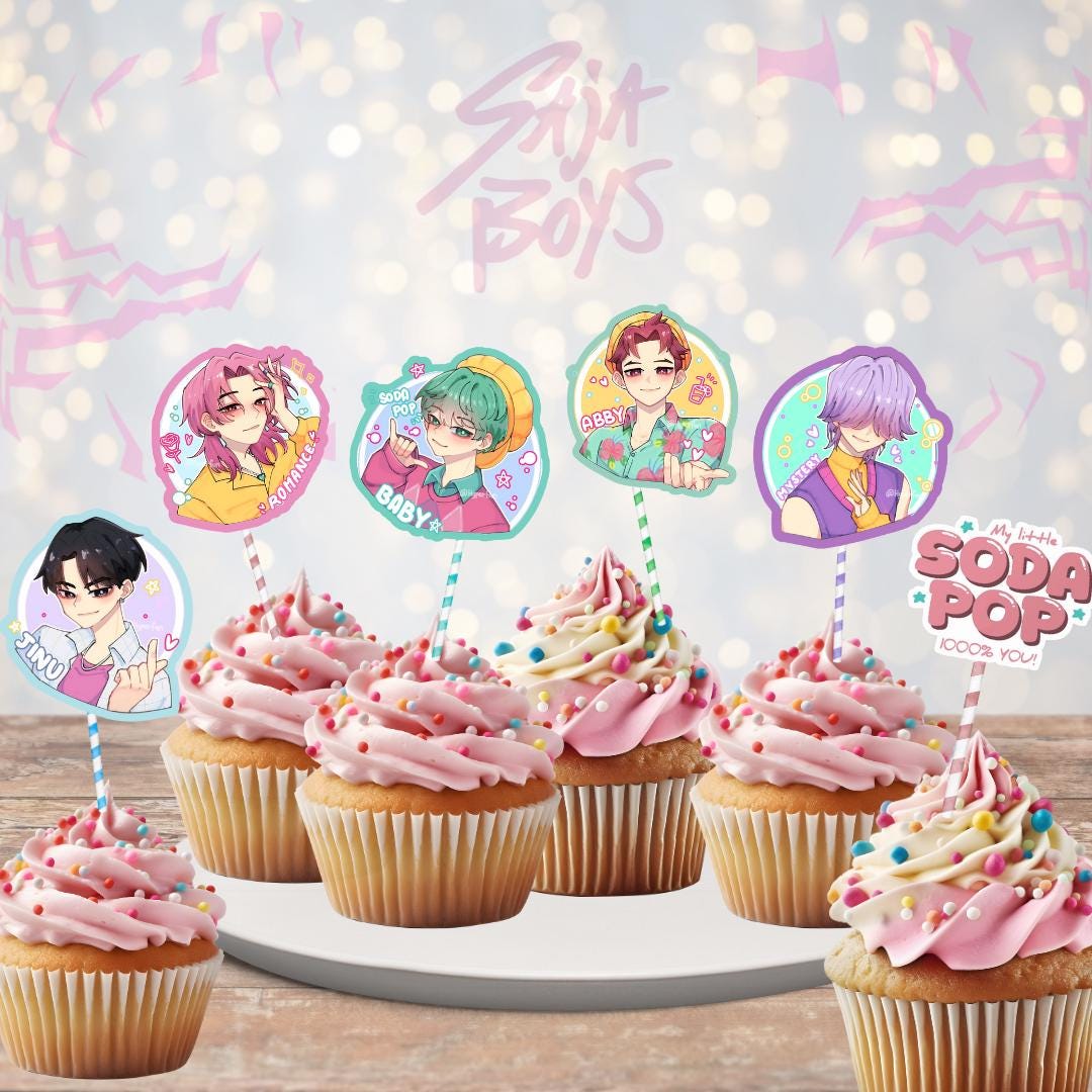 17 pcs K-pop Demon Cupcake toppers, Kids Party decor, Instant Download and print, HUNTRIX SAJA BOYS Fan Craft, Pdf