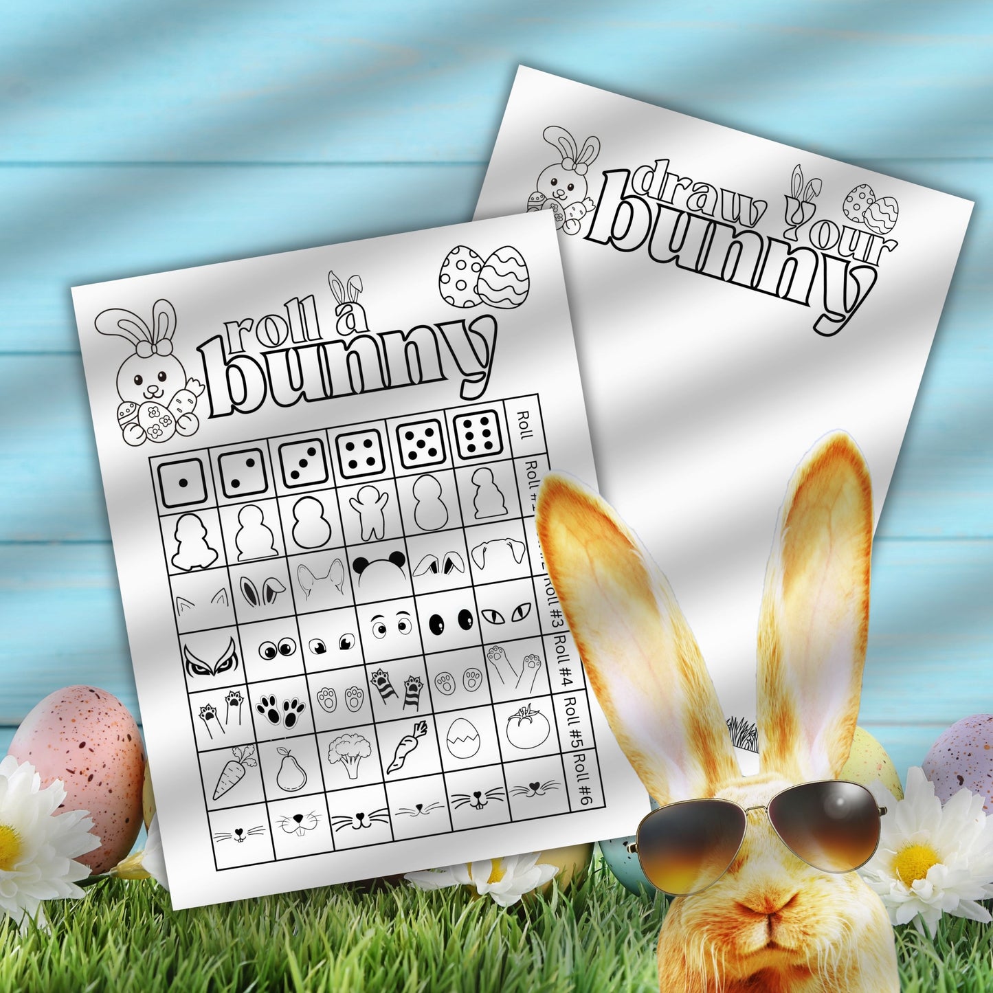 Printable Easter Roll A Bunny Dice Game - Kids Easter Activity - Family Party Game Night - Homeschool Classroom Fun