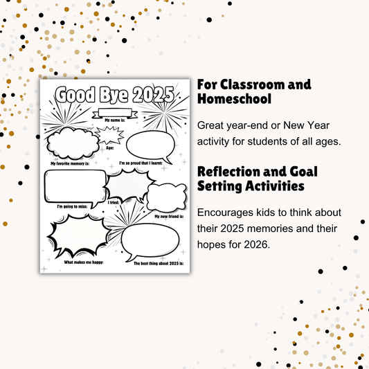New Year Goals and Resolutions Printables Digital Download School Coloring Year in Review Vision Board (Copy)