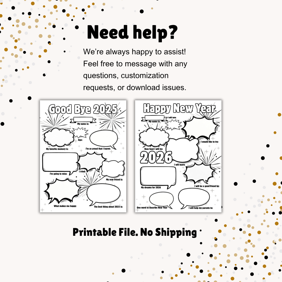 New Year Goals and Resolutions Printables Digital Download School Coloring Year in Review Vision Board (Copy)