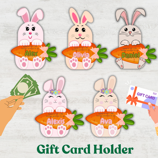 Easter Bunny Gift Card or Cash Holder - Editable Instant Digital Download includes 5 styles