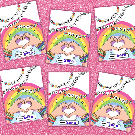 Valentine's Day Bracelet Cards School Class Gift DIY Kit Girls Small Loot Bag Favors Digital Download