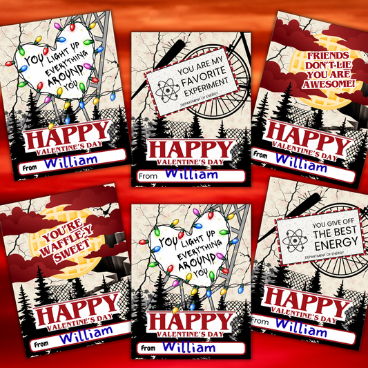 Kids Retro 80s Valentine's Day Cards Teens Tweens School Class Gifts Exchanges TV Show Digital Instant Download