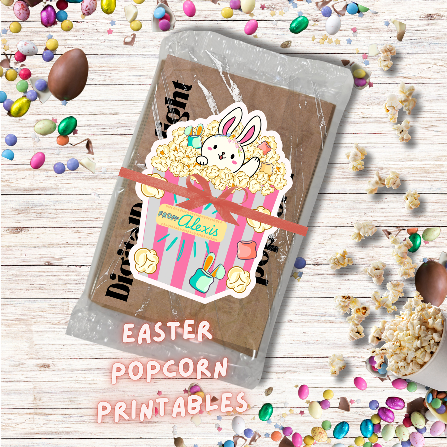 Easter Popcorn Printables Class Friends Small Gifts Easter Bunny Hunt Ideas Loot Bag Party Favors