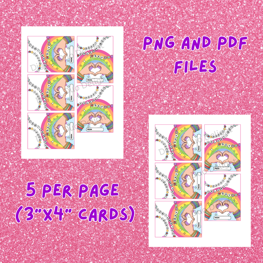 Valentine's Day Bracelet Cards School Class Gift DIY Kit Girls Small Loot Bag Favors Digital Download