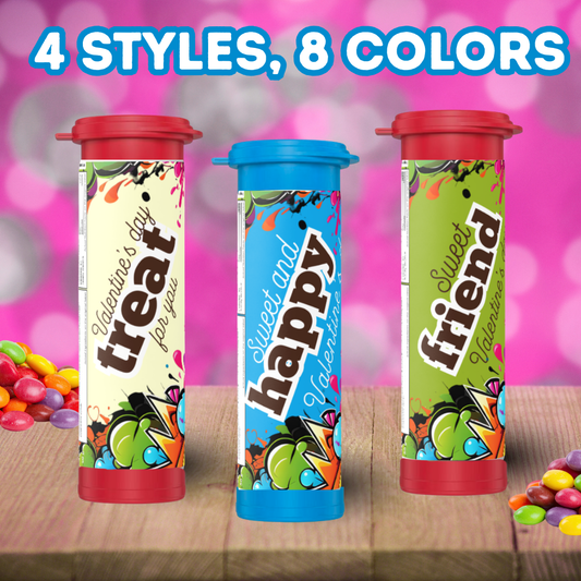 School printable Class Valentines Candy Tube Labels Cards for friends on Valentine's Day Small gifts ideas