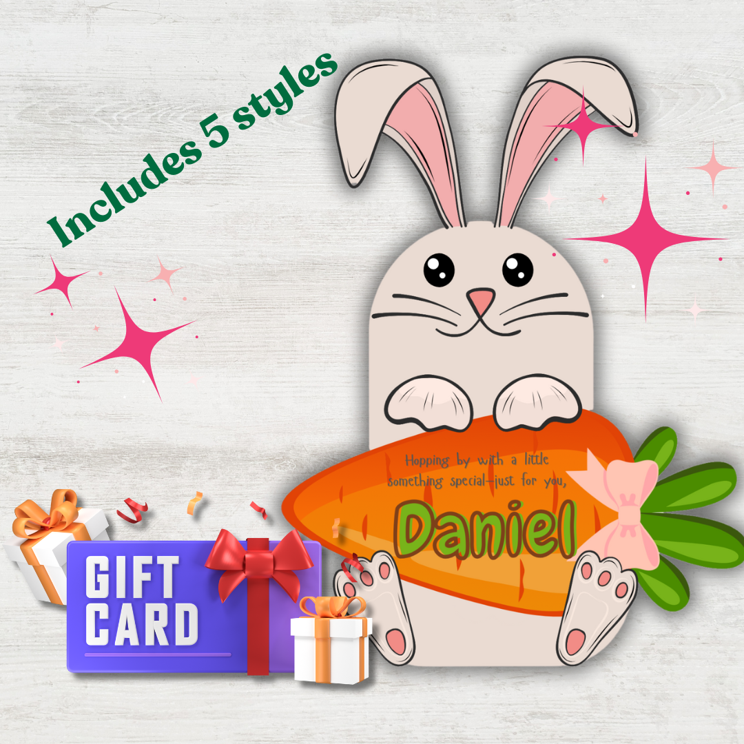 Easter Bunny Gift Card or Cash Holder - Editable Instant Digital Download includes 5 styles