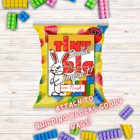 Printable Easter Building Blocks Gift Tag | Digital Download PDF & PNG | Easter Building Block Favor Tag | Non-Candy Easter Gift for Kids | Easter Basket Stuffer | DIY Party Favor