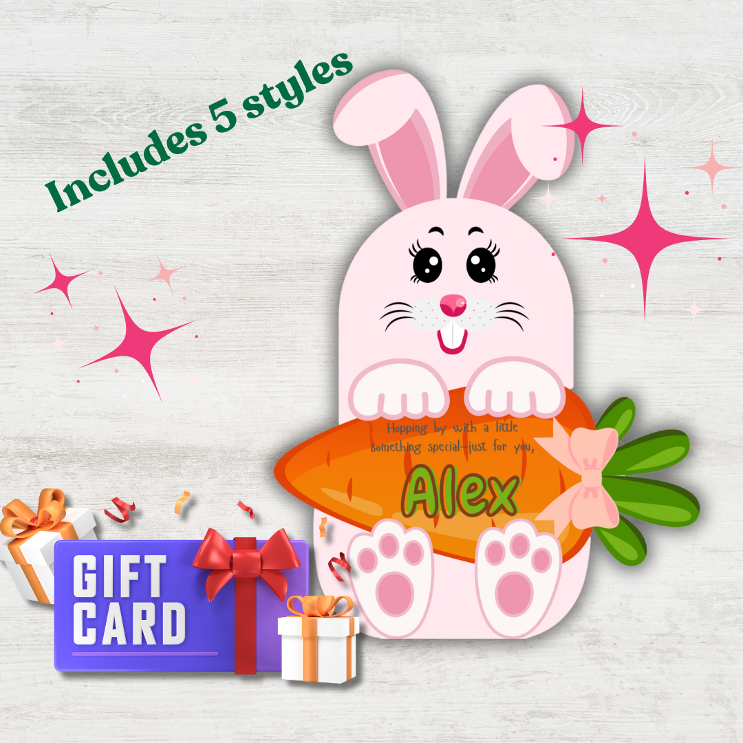 Easter Bunny Gift Card or Cash Holder - Editable Instant Digital Download includes 5 styles