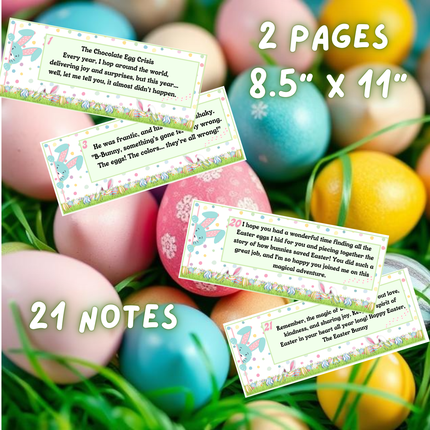 Easter Bunny Egg Stuffers, Secret Notes for Kids Egg Hunt Fillers Printables - Digital Download Easter Game Party Favour Letters Ideas