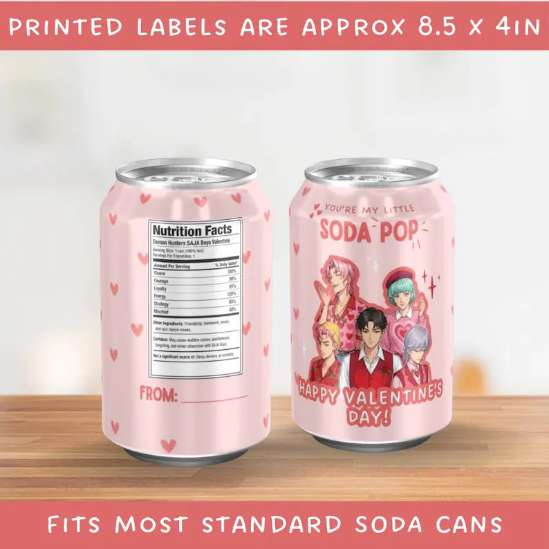 Kids Soda Pop Valentine’s Day cards, Tweens Valentine School treat, Printable File Digital download. Perfect for school handout and parties