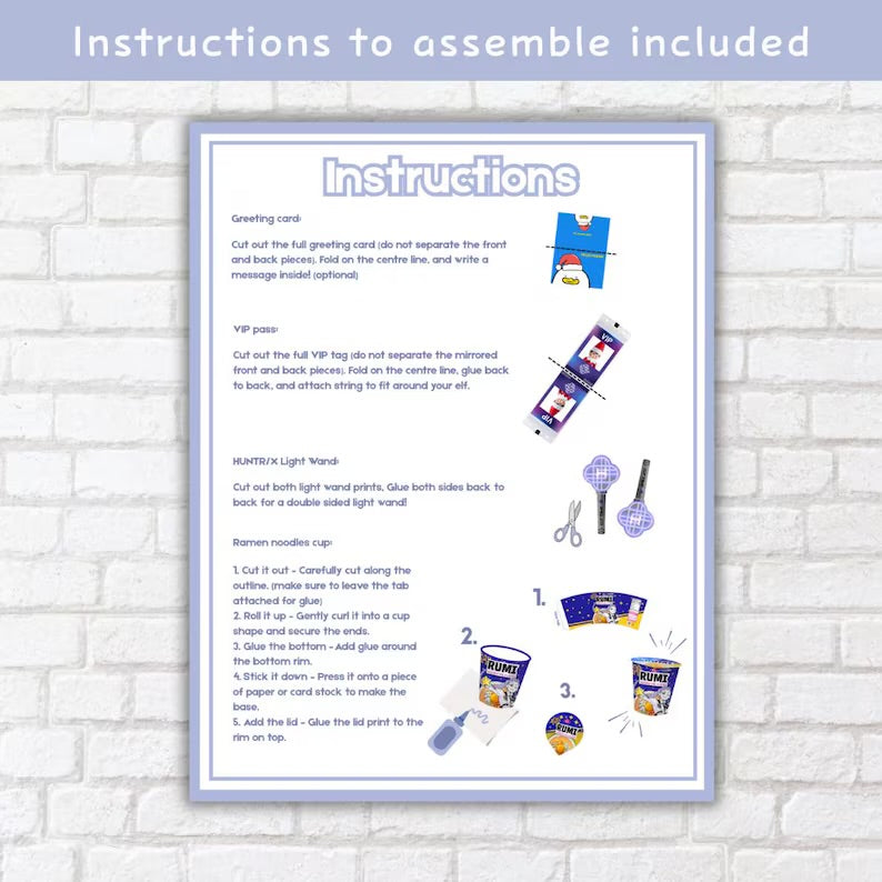 Printable Elf Accessories set, Holiday craft miniatures DIY Elf Props Instant digital download, Christmas Santa toy