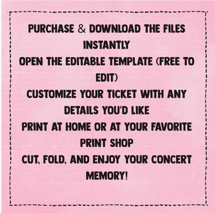 Editable Unraveled Tour Souvenir ticket, 3 pcs Olivia Pop singer themed Gift, Printable Girls Boys gift PDF, Instant download Surprise
