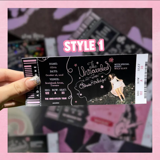 Custom Unraveled Tour Souvenir ticket, Printed Olivia Rodrigo Pop singer themed, Girls Boys gift, Glossy holographic, Printed Next day shipping
