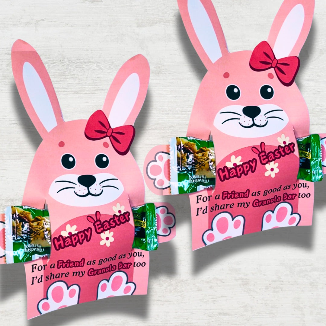 Granola Bar Bunny Easter Basket Gift for School Friends Boys Girls Easter Instant Download Printable Cute Bunny Snack Bag Topper Gift