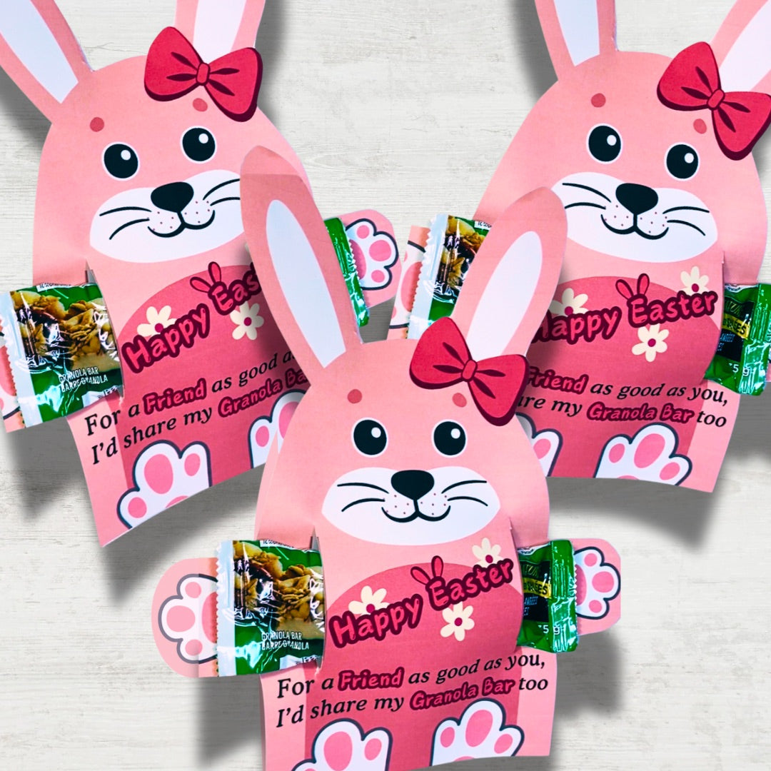 Granola Bar Bunny Easter Basket Gift for School Friends Boys Girls Easter Instant Download Printable Cute Bunny Snack Bag Topper Gift