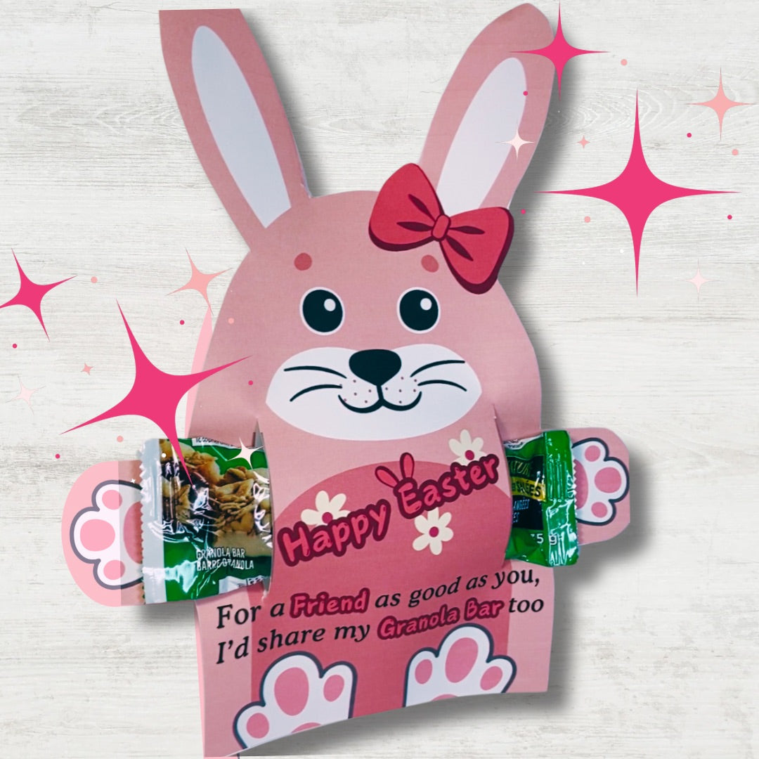 Granola Bar Bunny Easter Basket Gift for School Friends Boys Girls Easter Instant Download Printable Cute Bunny Snack Bag Topper Gift