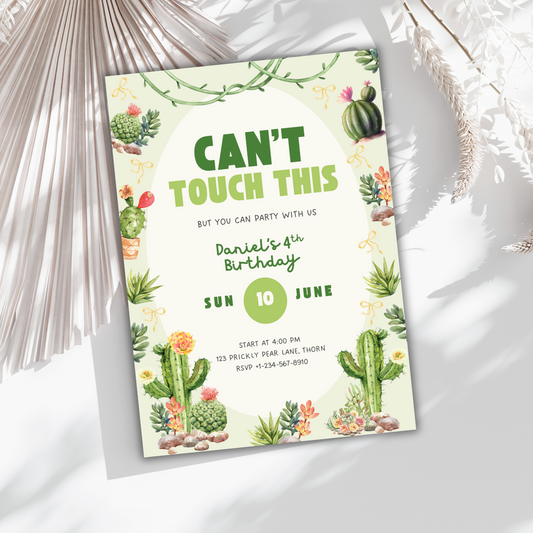 Cactus Theme Birthday Party Invitation Succulent Theme Invites Desert Chic