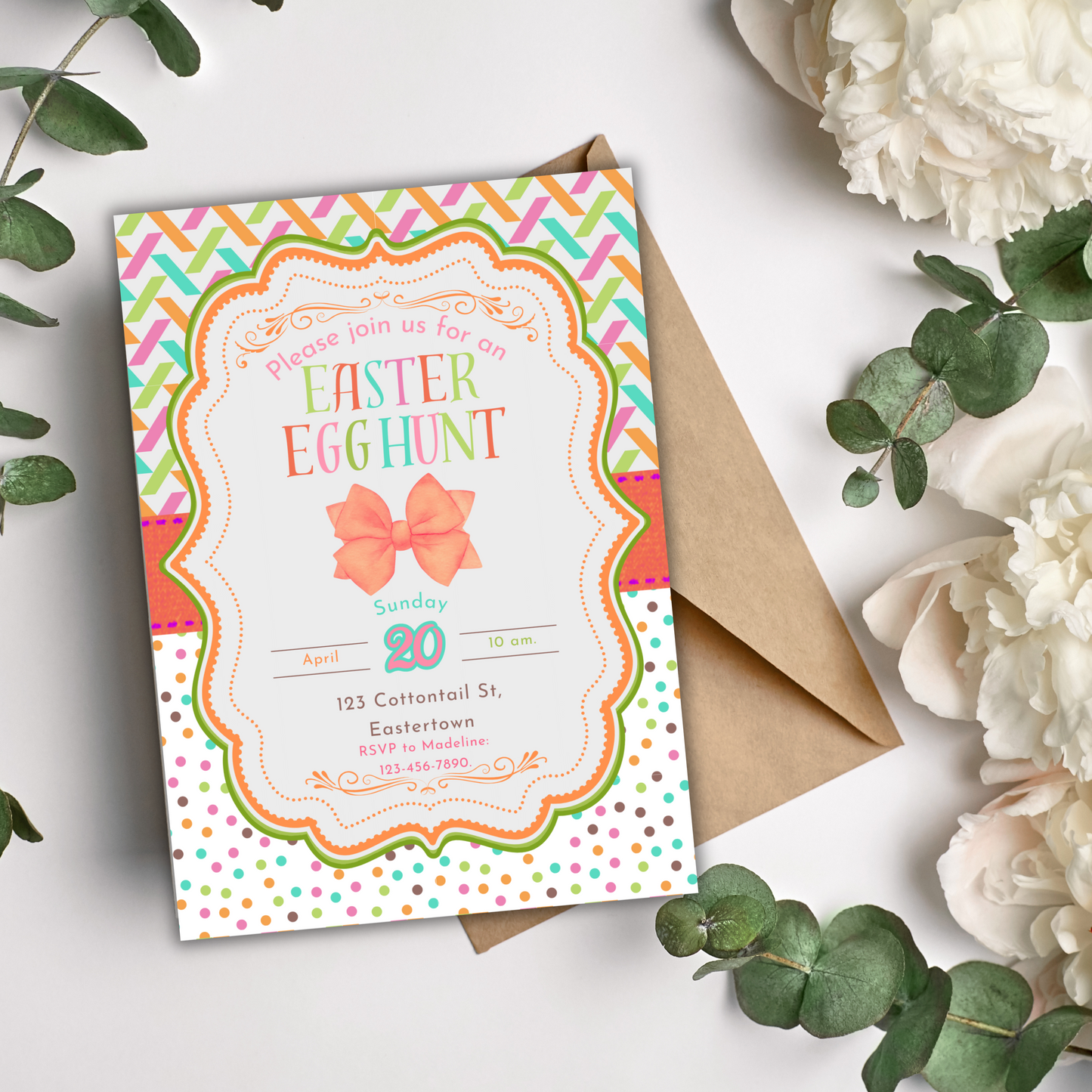 Easter Egg Hunt Invitation Editable Digital Download, Easter Lunch Brunch Dinner Invites Printable Canva Custom and Personalized Templates